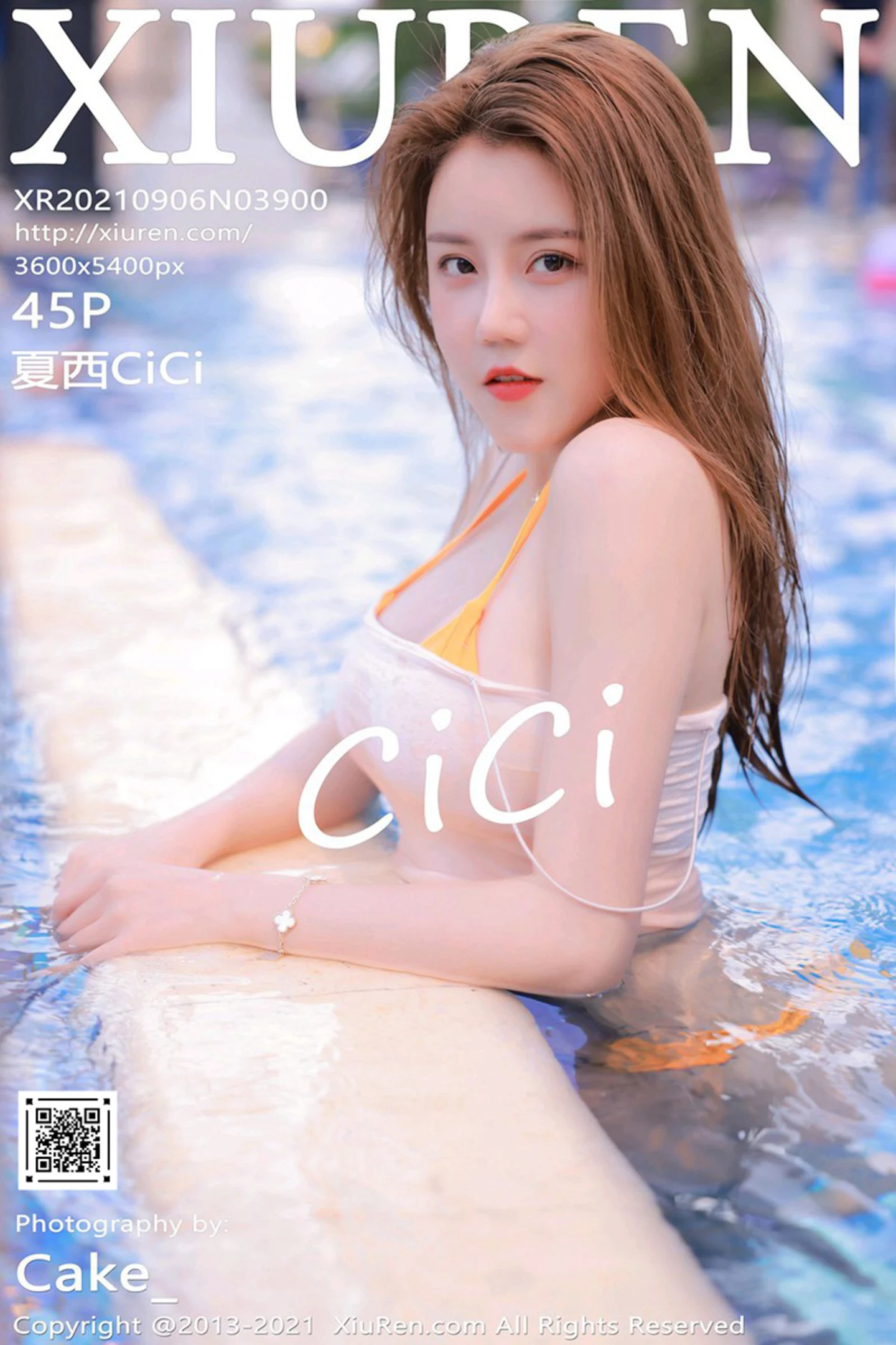 [XiuRen秀人网]VOL.3900 模特夏西CiCi澳门旅拍泳池性感比基尼秀完美身材湿身诱惑写真45P-秀人网官方网站